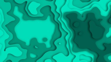 Kağıt kesme Stil 3d Renkli Manzara_Mavi Yeşil