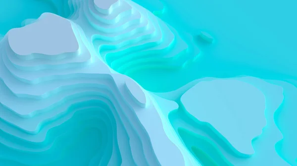 Düşük poli 3d Peyzaj Adası Kağıt kesme Style_Bright Blue ile İllüstrasyon — Stok fotoğraf