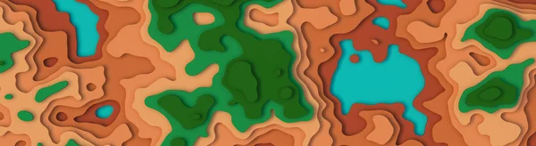 Düşük poli 3d Kağıt kesme Style_Colorful Manzara ile Geniş İllüstrasyon