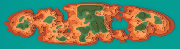 Geniş Düşük poli 3d ada Peyzaj Kağıt kesme Style_Pastel Color Island