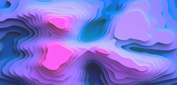 Ілюстрація з барвистим низьким полі 3D ландшафтним папером вирізаний Стиль _ Рожевий синій градієнт — стокове фото