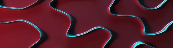Abstracte Vormen Ontwerp Rode Achtergrond Met Blauw Rood Gebogen Lijnen — Stockfoto
