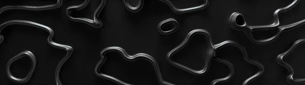 Abstracte Vormen Ontwerp Reflecterende Donkere Achtergrond Met Zwart Metaal Gebogen — Stockfoto