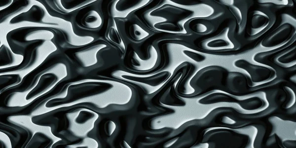 3d Visual arts background with Psychedelic Tribal Liquid Surface Black and White texture.