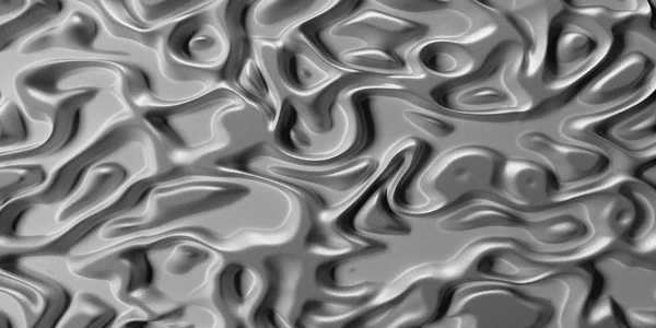 3d Visual arts background with Psychedelic Tribal Liquid Surface White Brushed Chrome texture.