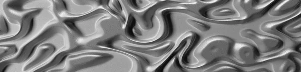 Psychedelic Tribal Sıvı Yüzey Beyaz Fırçalı Krom doku ile 3d Görsel sanatlar arka plan. Geniş görünüm afiş, panoramik.