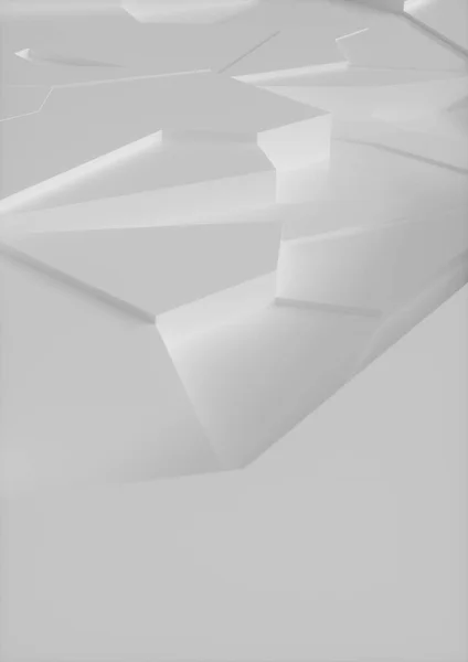 Düşük poli buz bloğu geometrisi, boş alan ve alan derinliği ile saf beyaz ile arka plan illüstrasyon kapağı.