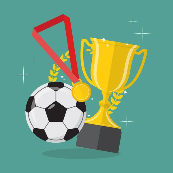 Pallone Calcio Con Premi Successo Illustrazione Vettoriale — Vettoriale Stock
