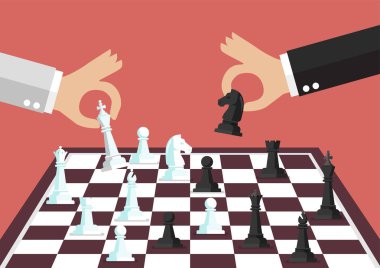 Two business people playing chess. Concept of business competition clipart