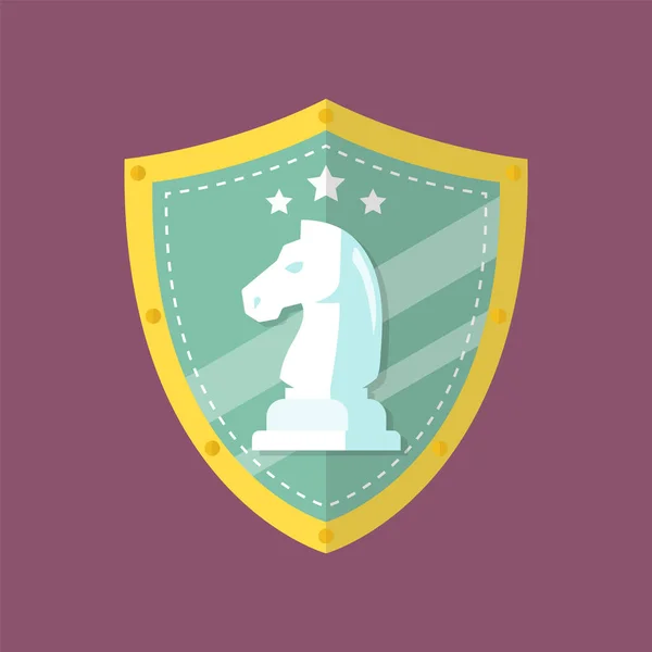 Emblém Šachy Knight Logo Vektorové Ilustrace — Stockový vektor