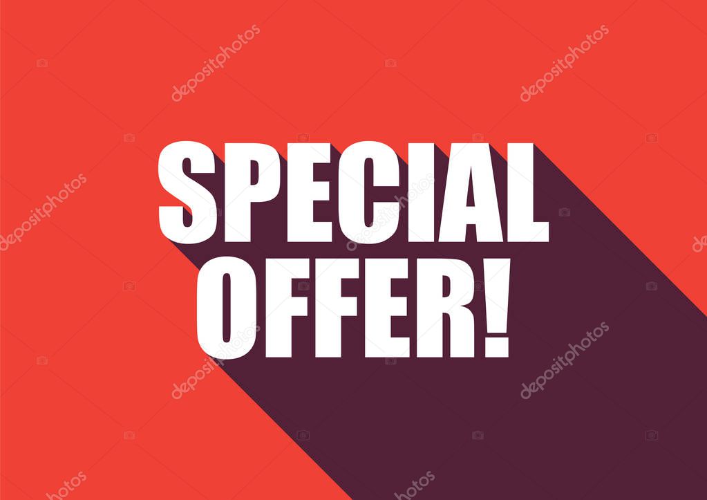 Special offer text with long shadow. Vector illustration