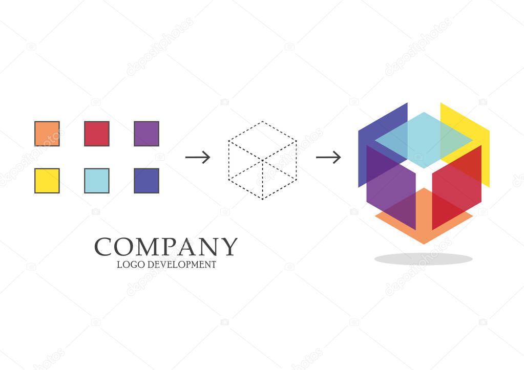 Abstract geometric logo development. Vector illustration diagram