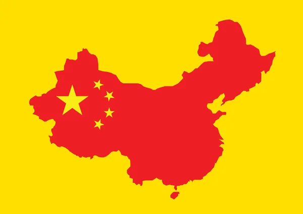 China Kaart Met China Vlag Binnen Vectorillustratie — Stockvector