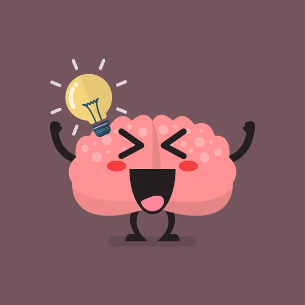 Brain Character Has Great Idea Vector Illustration — Stock Vector