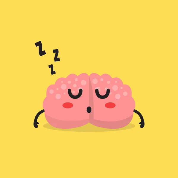Karakter Sleepy Brain Emotikon Kartun Yang Lucu - Stok Vektor