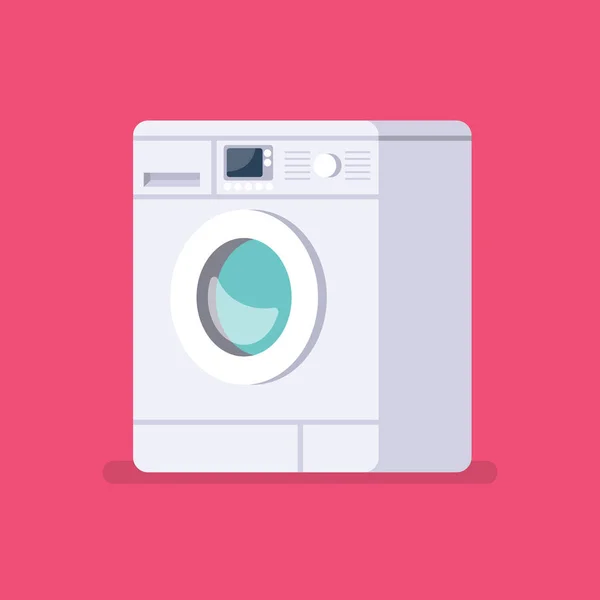Wasmachine Vlakke Stijl Vectorillustratie — Stockvector