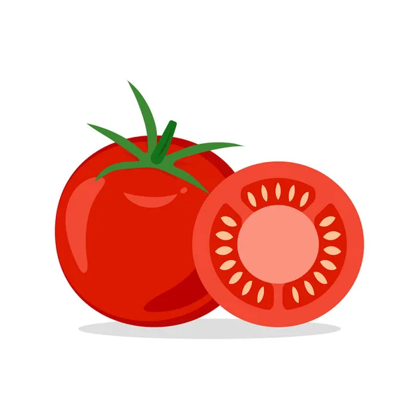 西红柿和切片西红柿 矢量插图 — 图库矢量图片