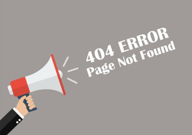 El ele tutuşma megafonu ve sayfa bulunamadı. Vektör İllüstrasyonu