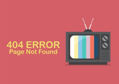 Retro televizyon Word sayfa bulunamadı. Vektör çizim