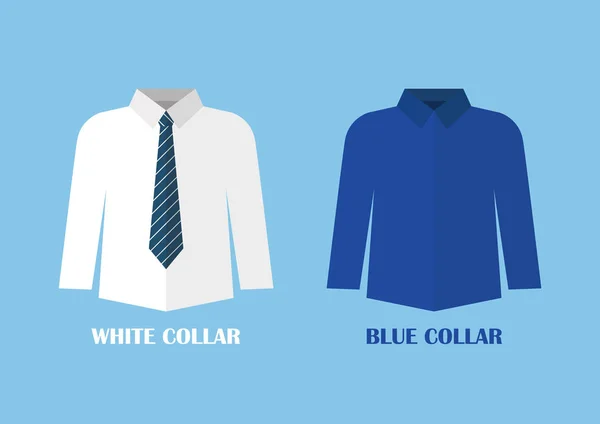 Λευκό Και Μπλε Πουκάμισο Διάνυσμα Illustraton Λευκό Και Μπλε Κολάρο — Διανυσματικό Αρχείο