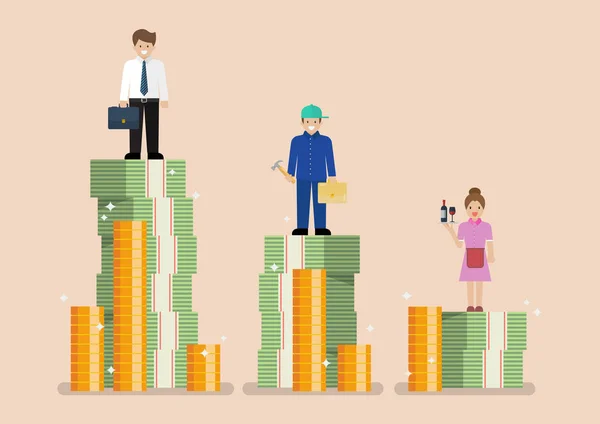 Comparação Renda Entre Trabalhadores Colarinho Branco Azul Rosa Classificações Profissionais —  Vetores de Stock