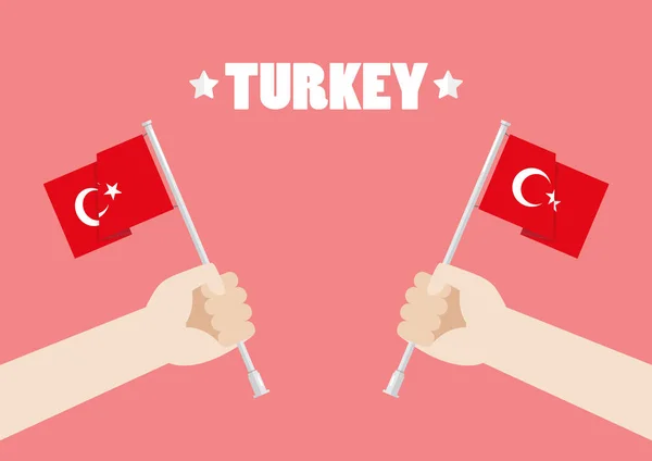 Dia República Turquia Com Mãos Erguendo Bandeiras Turquia Ilustração Vetorial —  Vetores de Stock