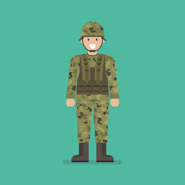 Armén Soldat Karaktär Vektorillustration — Stock vektor