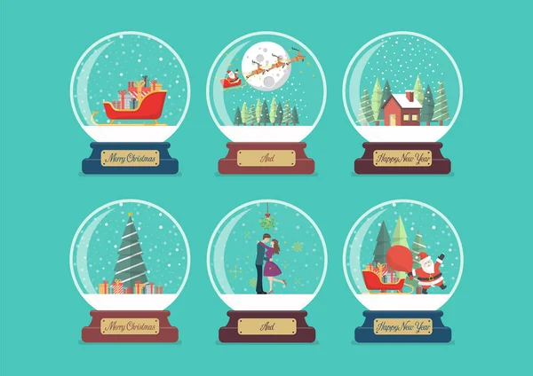 Joyeux Noël Collection Boules Verre Illustration Vectorielle — Image vectorielle