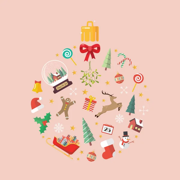 Bola Natal Feita Elementos Decoração Ilustração Vetorial —  Vetores de Stock