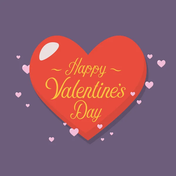 Happy Valentines Day Met Rood Hart Poster Vectorillustratie — Stockvector