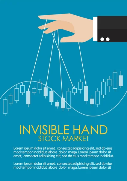 Ruka Ovládání Akcií Svíčka Stick Graf Infografiku Pojem Metafora Neviditelná — Stockový vektor