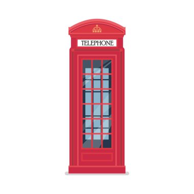 Londra kırmızı telefon kulübesi. Vektör çizim.