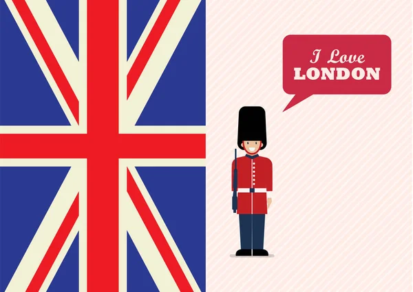Soldat Armée Britannique Avec Mot Que Aime Londres Illustration Vectorielle — Image vectorielle