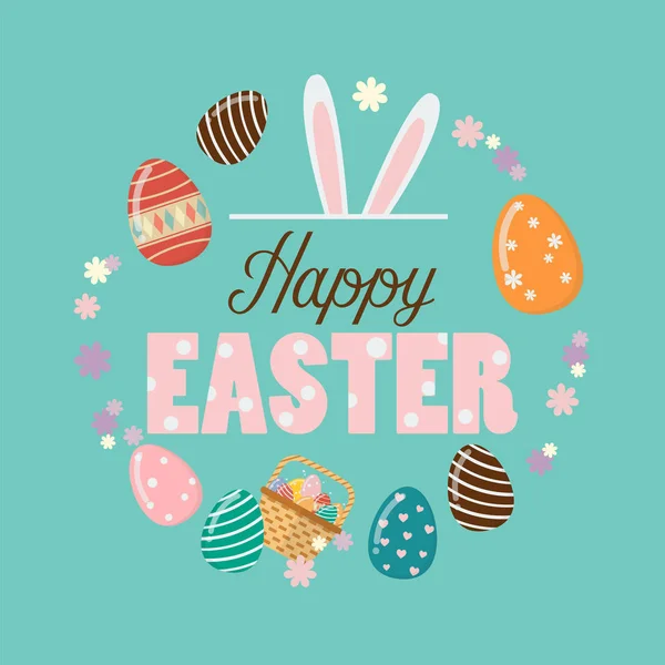 Poster de Pascua feliz con huevos de Pascua — Archivo Imágenes Vectoriales