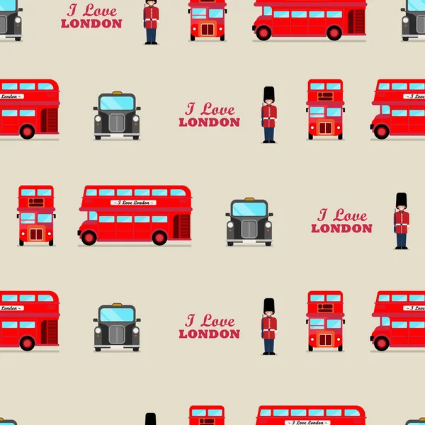 Londons ikonische Symbole nahtloses Muster — Stockvektor