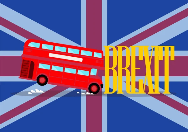 Autobús de la ciudad de Londres estrellarse con brexit palabra en bandera del reino unido — Archivo Imágenes Vectoriales
