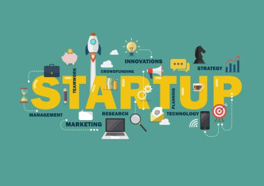 İş simgeleri ile başlangıç konsepti