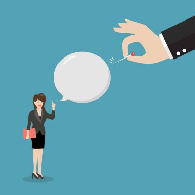 Düşman el konuşma balonu pop iğne iterek