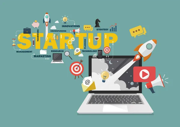 Marketing digitale Concetto di startup — Vettoriale Stock