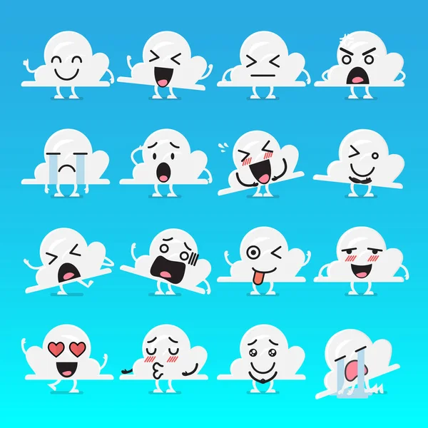 Nube carácter emoji conjunto — Archivo Imágenes Vectoriales