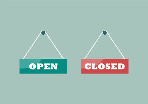 Placas de suspensão de sinais abertos e fechados — Vetor de Stock