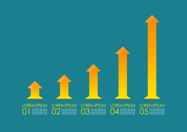 Growing up arrow chart infographic — Stock Vector