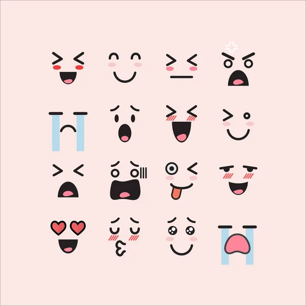 Ensemble d'émoticônes faciales — Image vectorielle