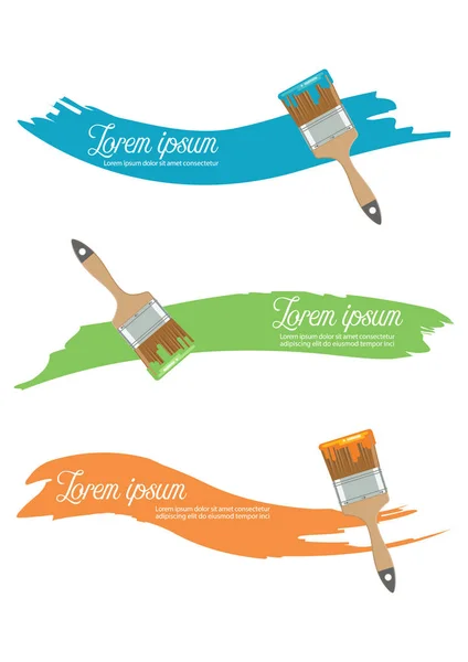 Paint brush with paint color in flat style — Stock Vector