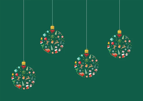 装飾要素で作られたクリスマスボール — ストックベクタ