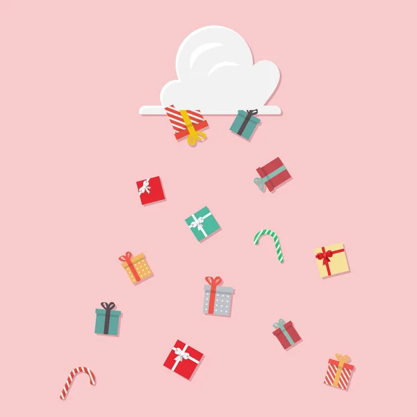 Coffrets cadeaux tombant du nuage — Image vectorielle