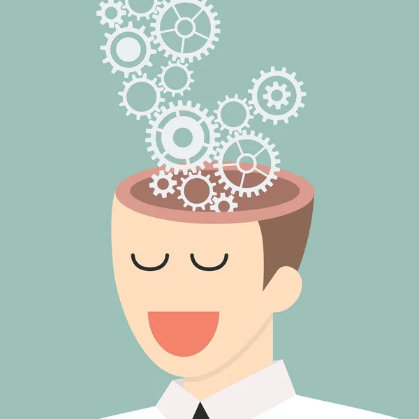 Mechanic gears in human head — Stock Vector