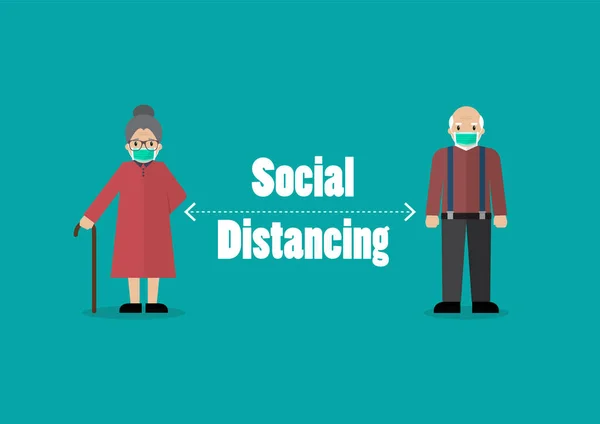 Senior People Keeping Distance Infection Risk Disease Corona Virus Social — ストックベクタ