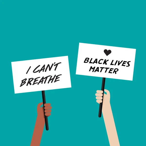 Manifestantes Sosteniendo Letrero Con Palabra Black Lives Matter Puedo Respirar — Archivo Imágenes Vectoriales