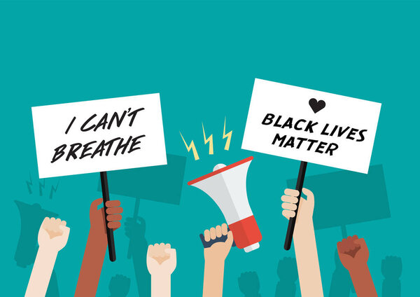 Black Lives Matter. Crowd of people protesters. Vector illustration